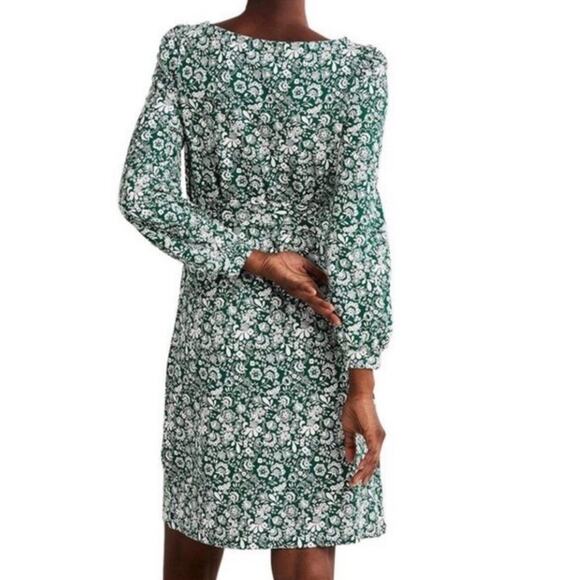 Boden Kelly Green White Ditsy Floral Belted Dress Knee length Size 8 Career Y23 - Picture 2 of 11